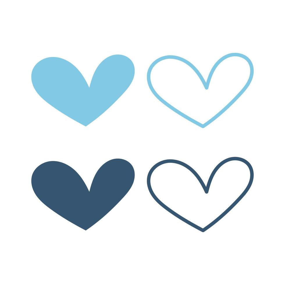 Blue Hearts Set Of Four vector