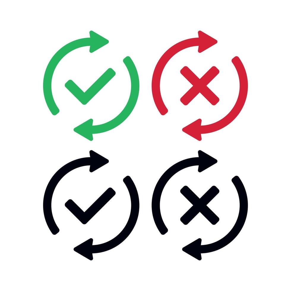 Cycle Arrows Check And Cross vector