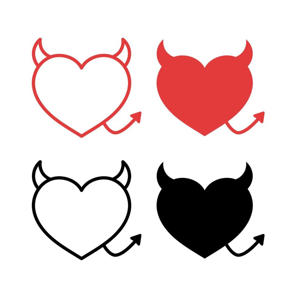 Devil Heart Set vector
