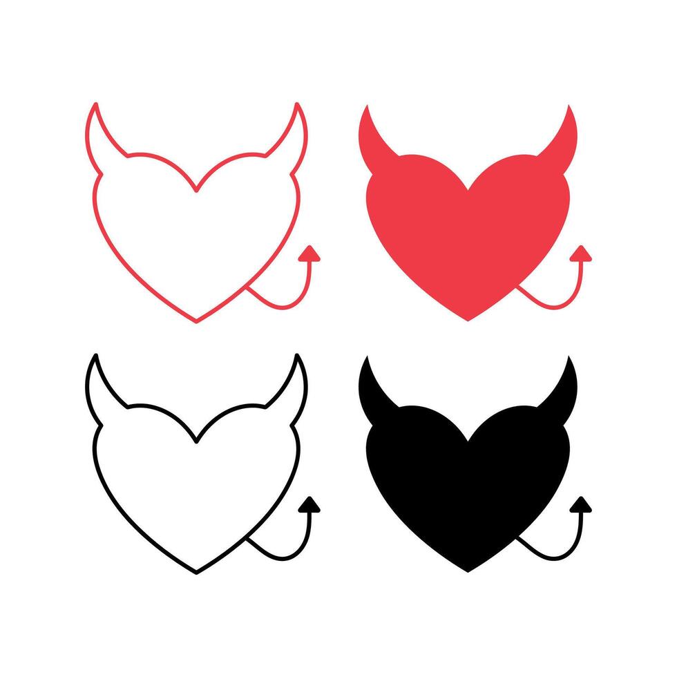Devil Heart Set of Four vector