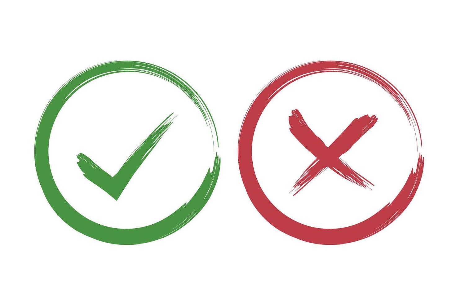 Check And Cross Hand Painted Style Set Of Two vector