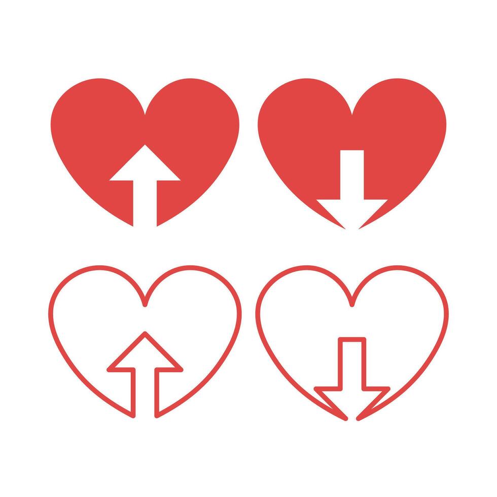 Hearts Up And Down Flat And Outline vector
