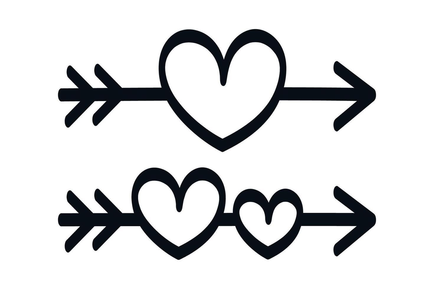 Heart Arrow Doodle Style vector