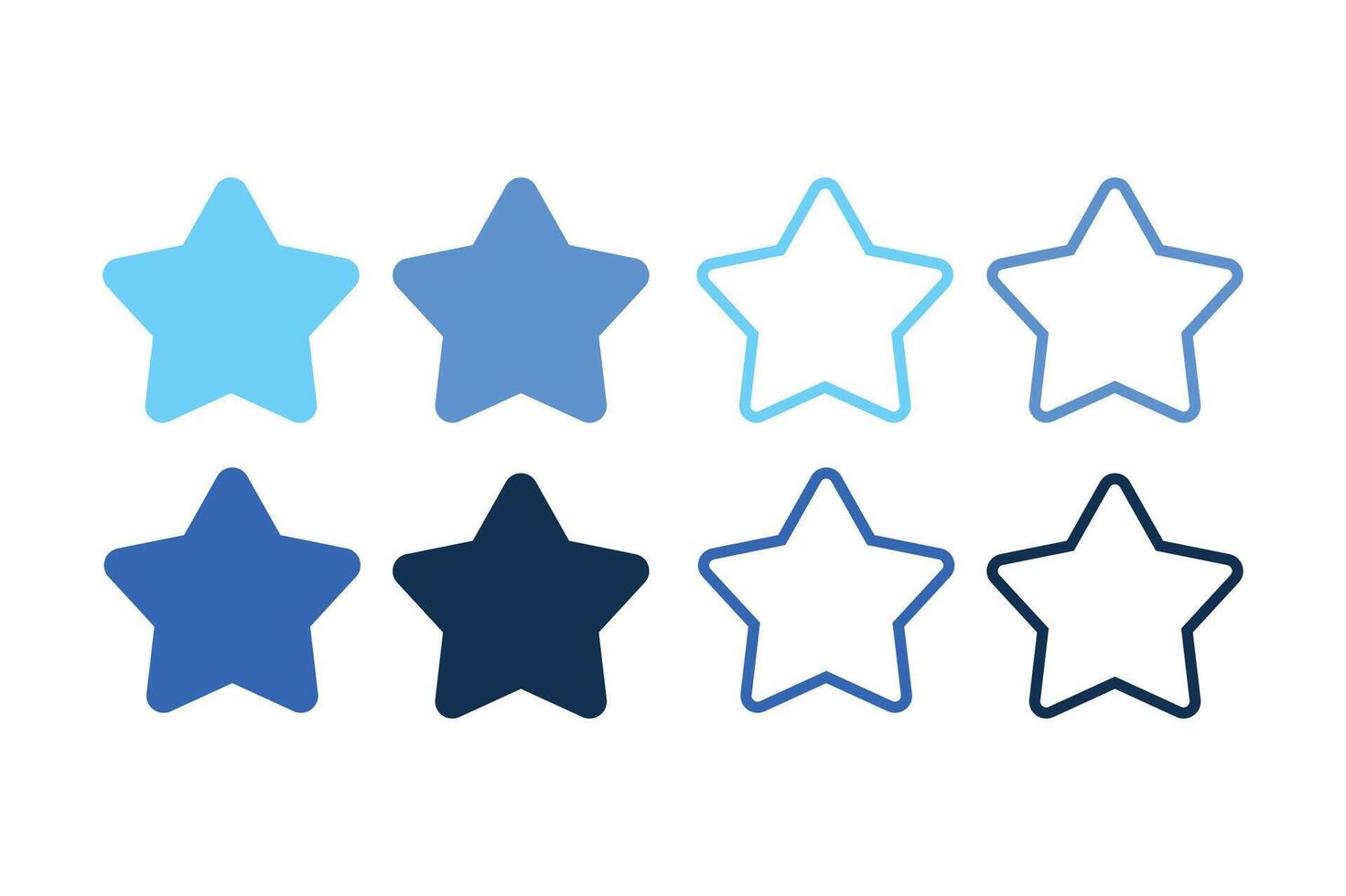 Blue Stars Set Outline And Flat vector