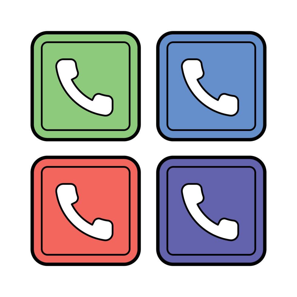 Phone Squares Set Cartoon Style vector