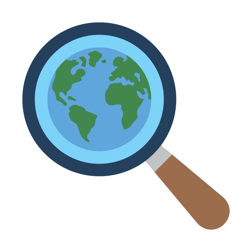 Magnifying Glass With Earth vector