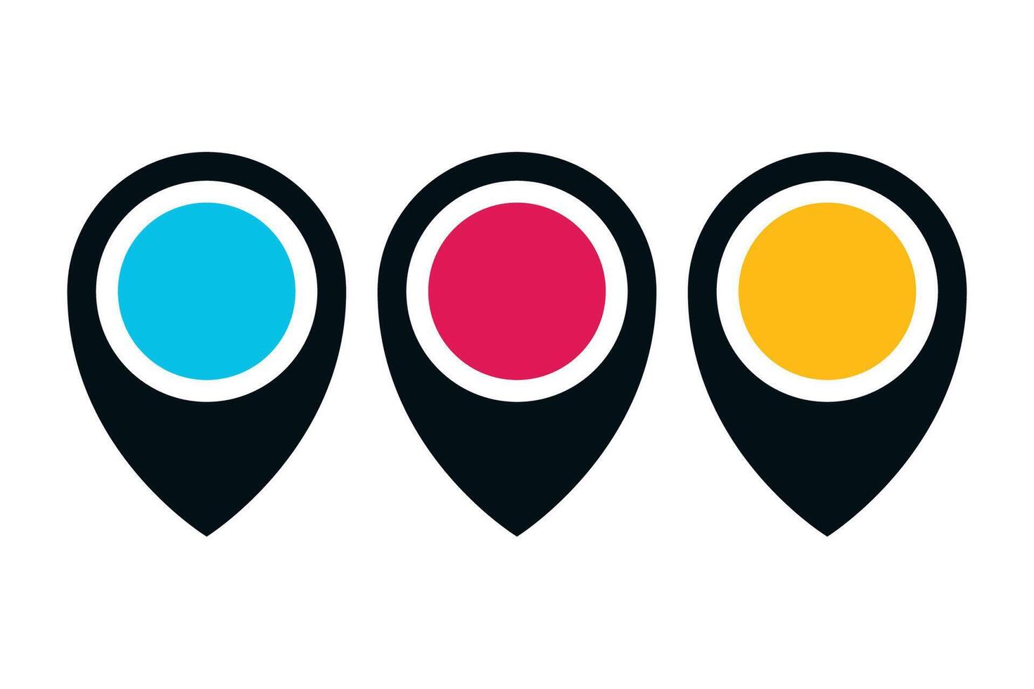 Location Pins Set Red Blue Yellow vector