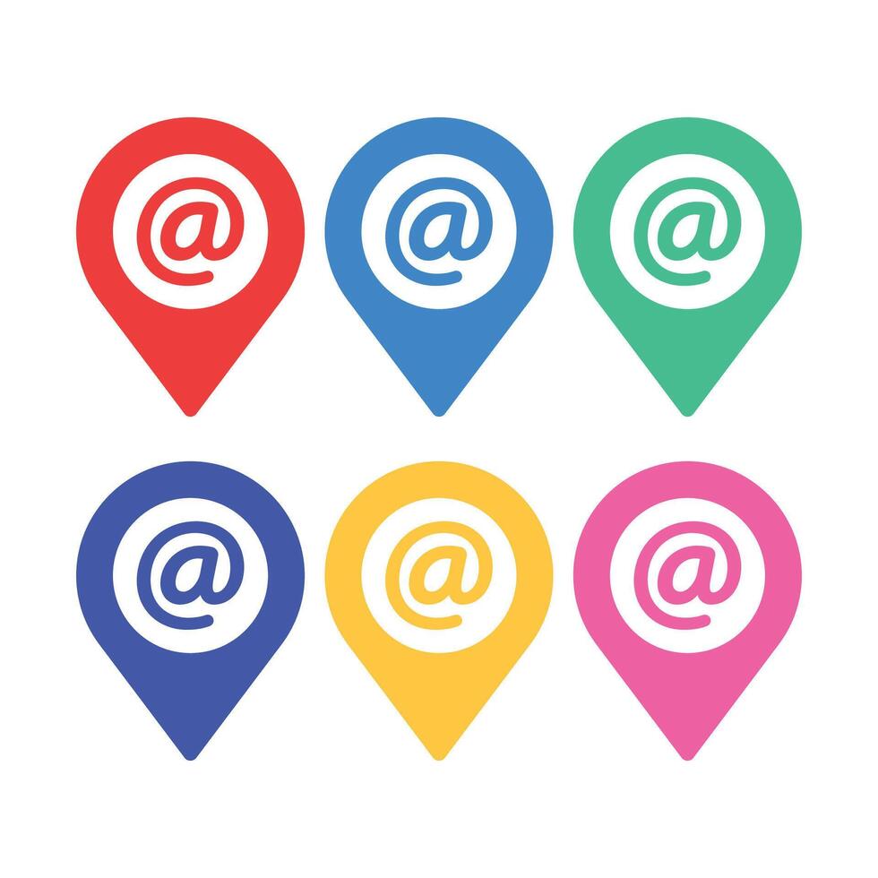 At Sign Location Pins Set vector