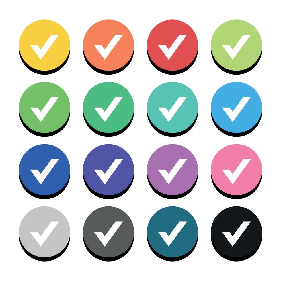 Check Mark Circles Big Set Multiple Colours vector