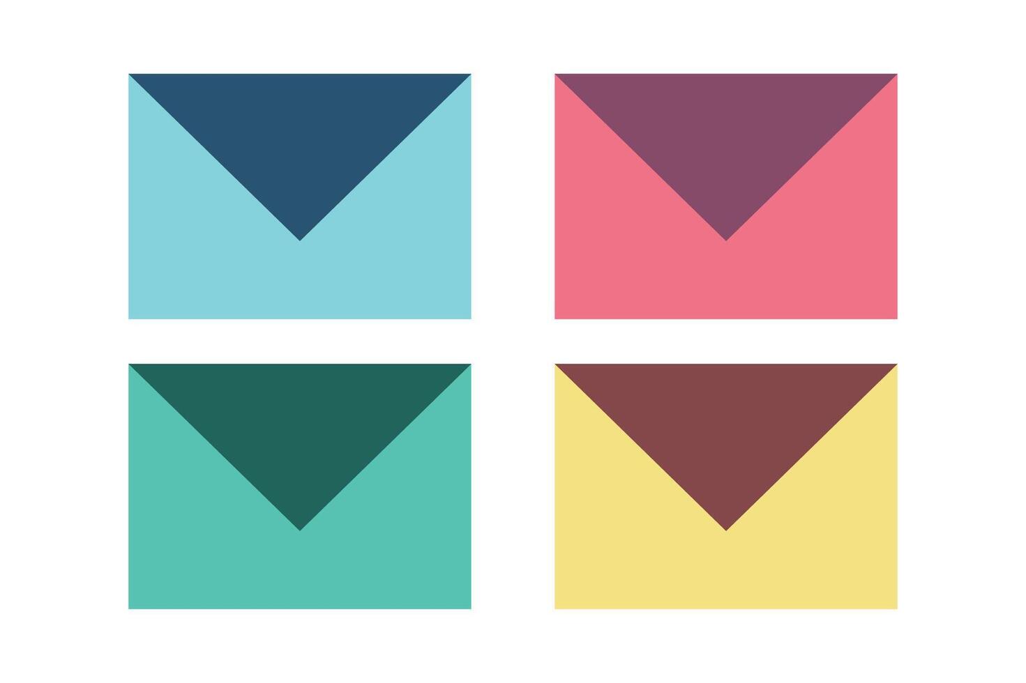 Envelope Simple Multiple Colours Set vector