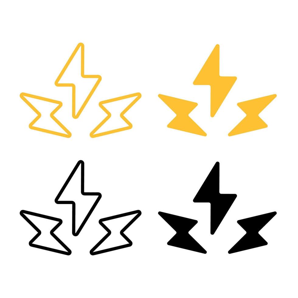 Three Lightning Bolts Set vector