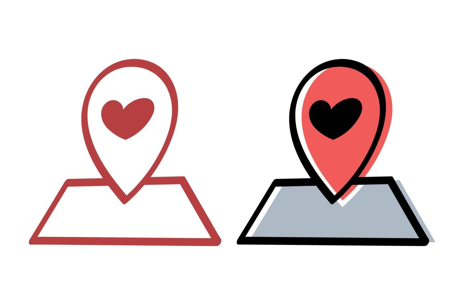 Doodle Style Heart Location Pin vector