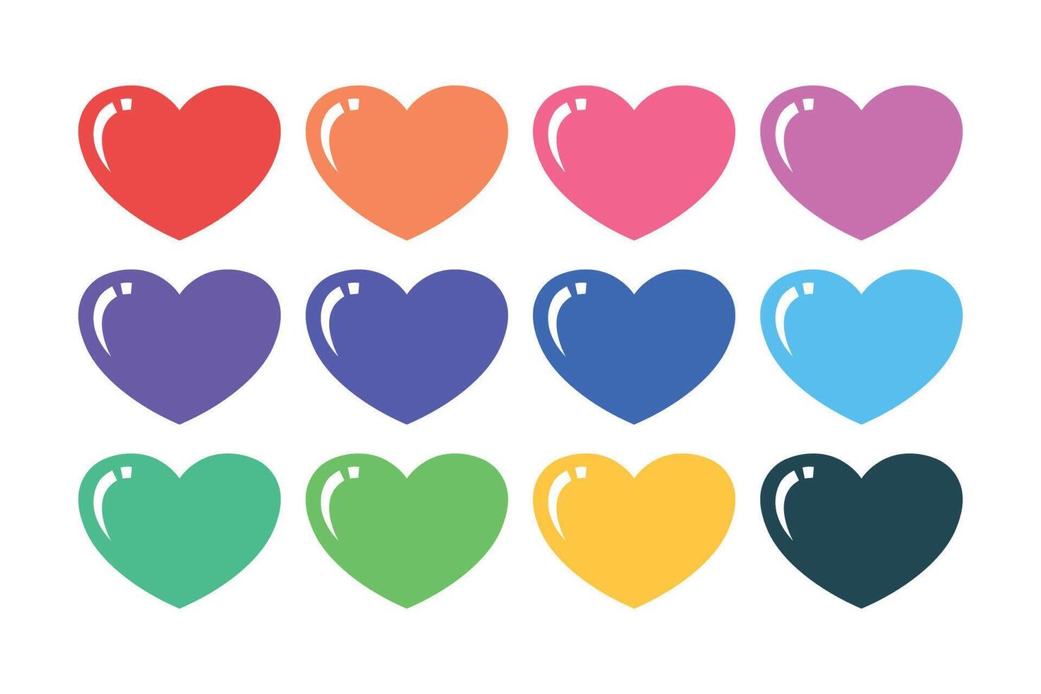 Hearts Multiple Colours Big Set vector