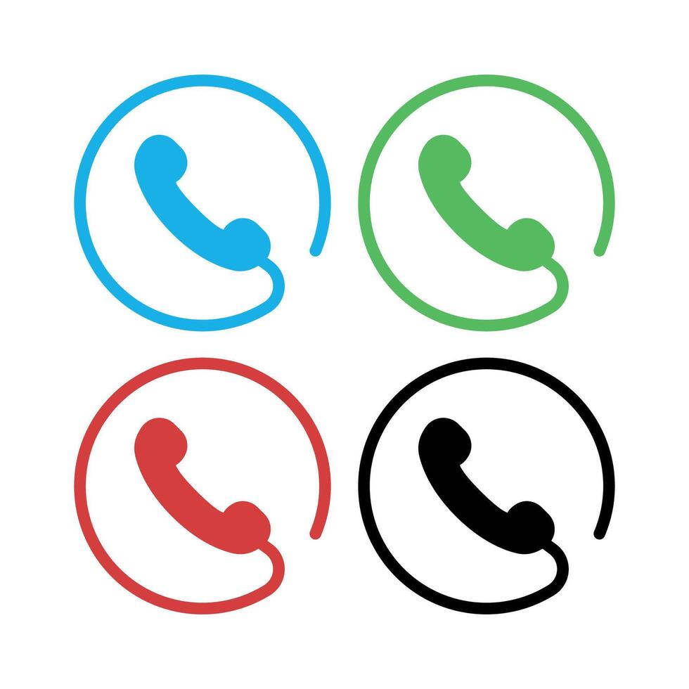 Landline Phone Circle Shape vector
