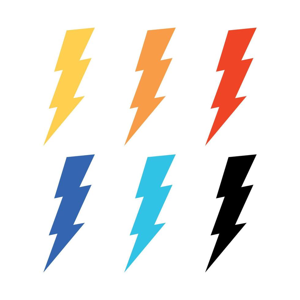 Lightning Bolts Set Multiple Colours vector