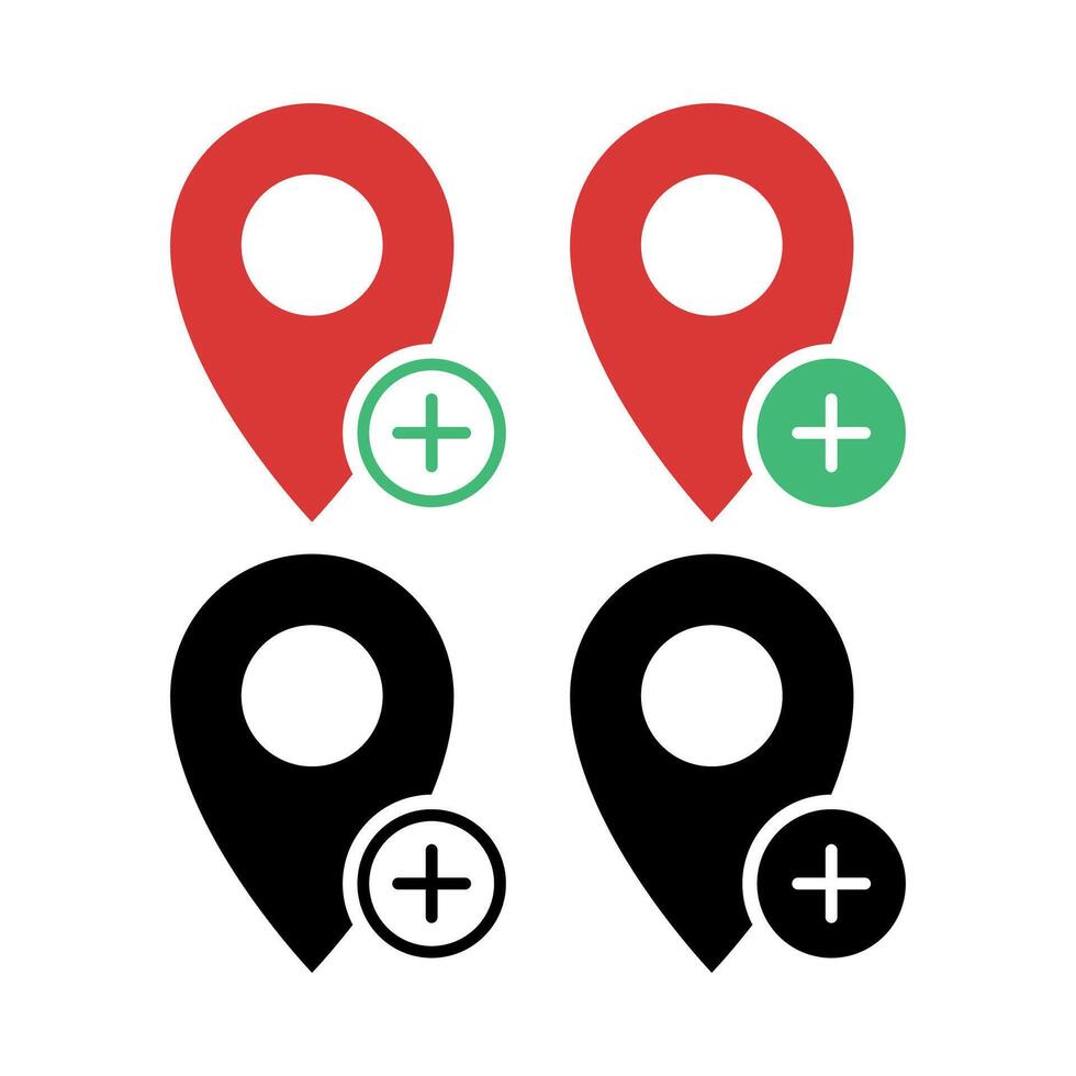 Location Pins Add Set vector
