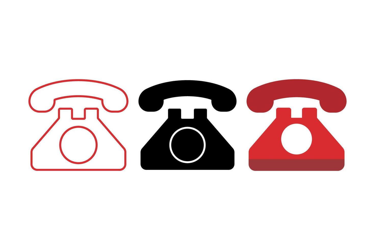 Landline Outline Flat Glyph vector