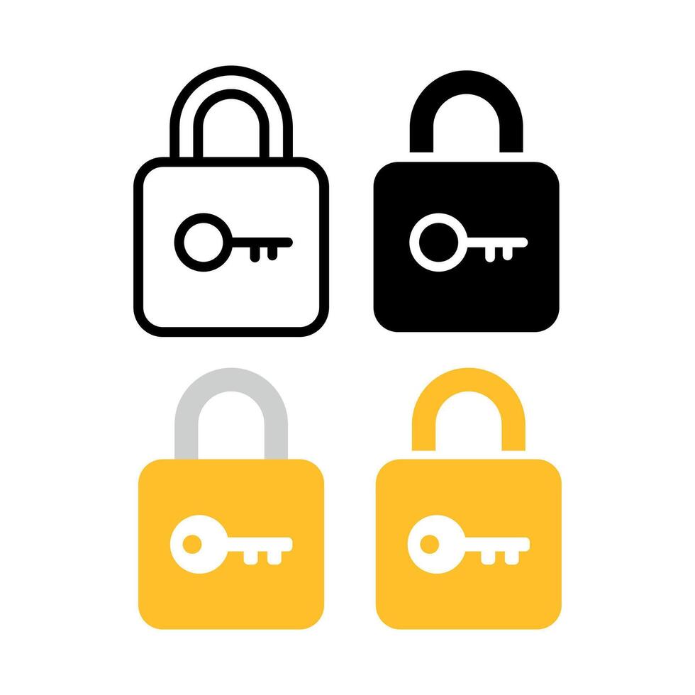 Key With Padlock Set vector