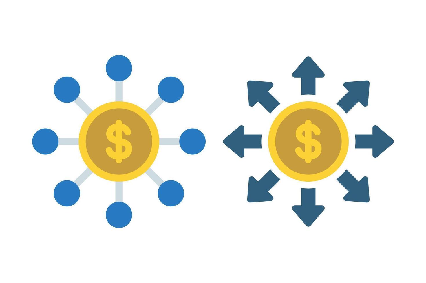 Money Network Flat Style Set Of Two vector
