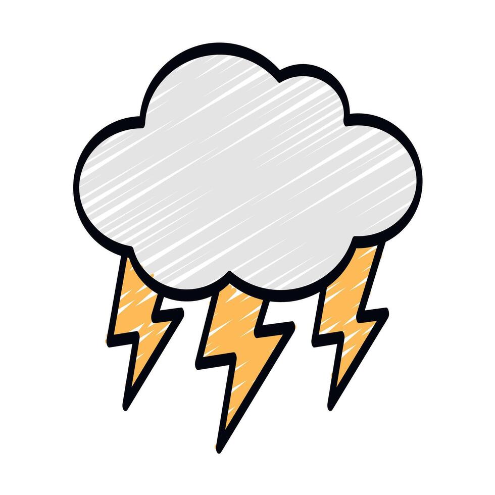 Cloud Lightning Storm Scibble Style vector