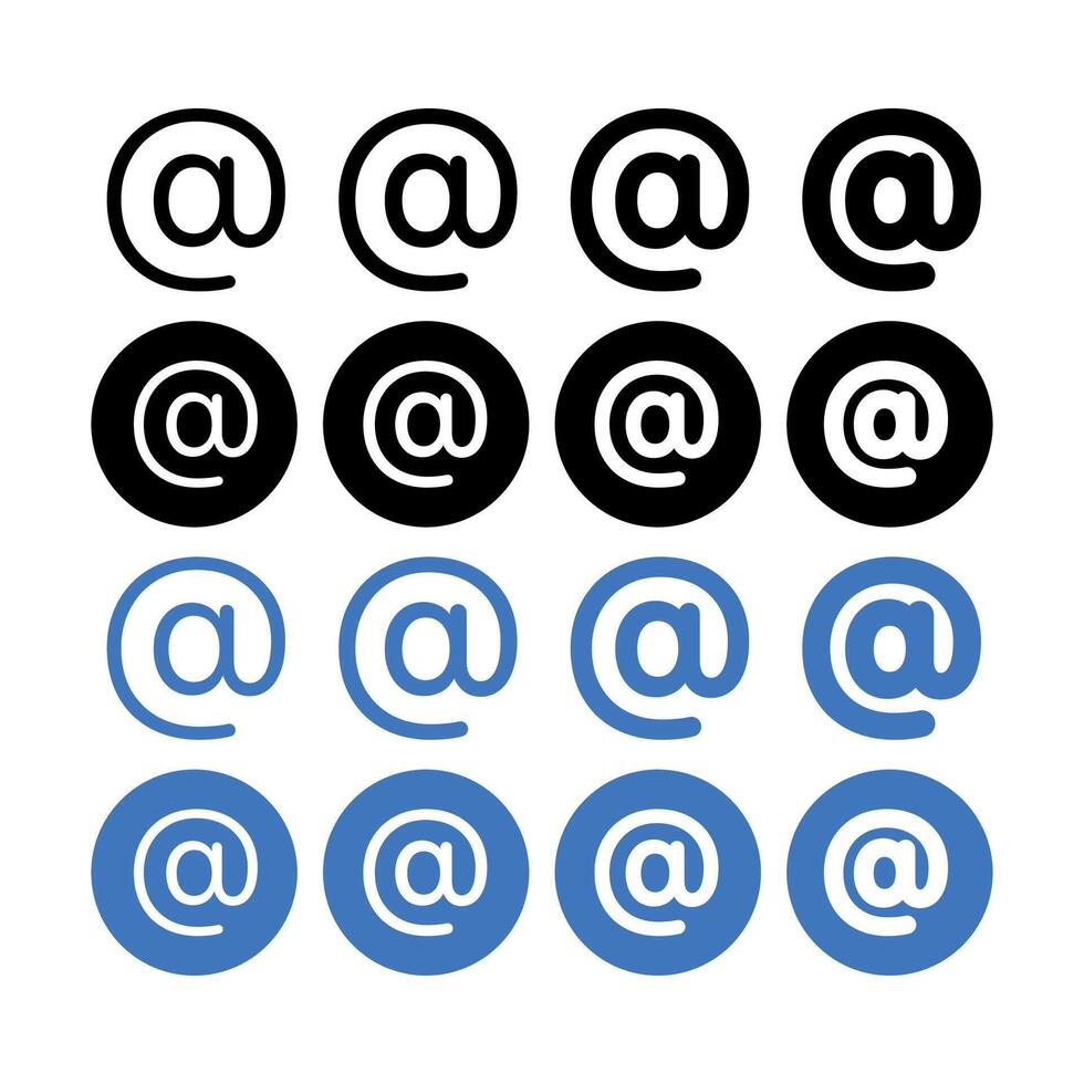 At Sign Thick To Thin Set vector