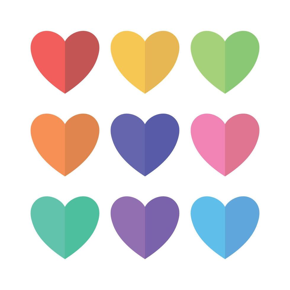 Half Shadow Hearts Set vector