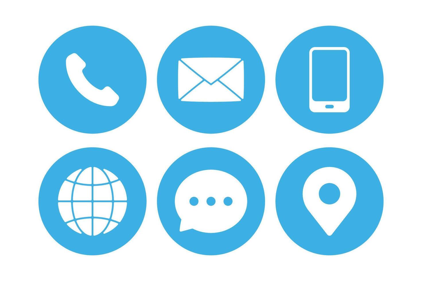Contact Us Circles Flat Set vector