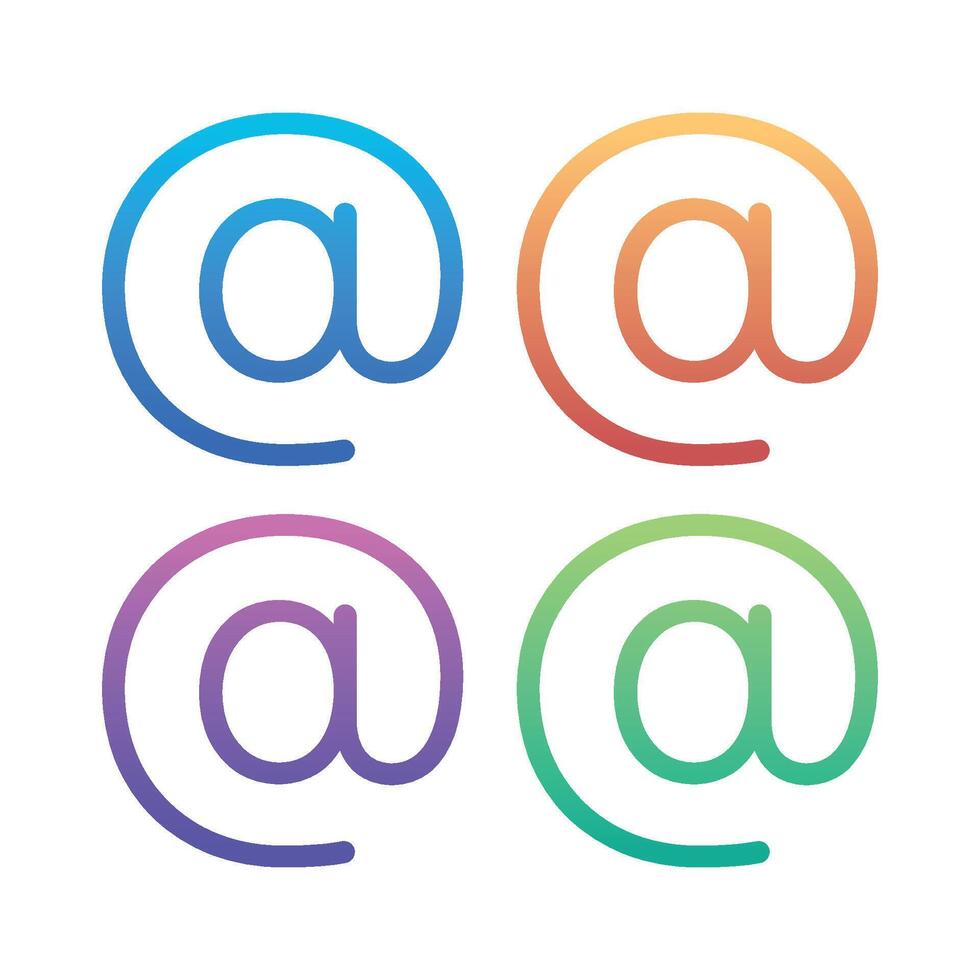 At Sign Outline Style Gradients vector