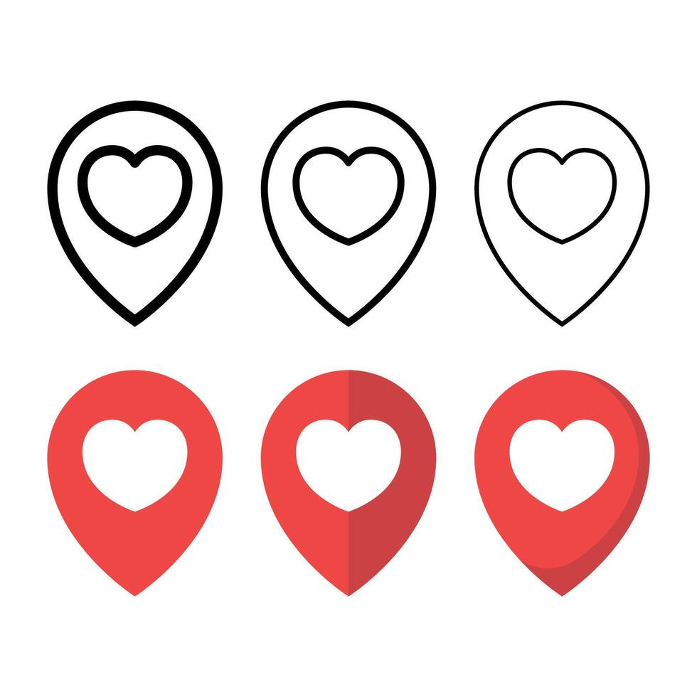 Heart Location Pins Set vector