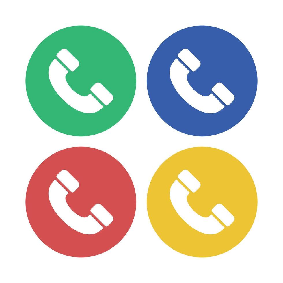 Phone Call Flat Style Circles Set vector