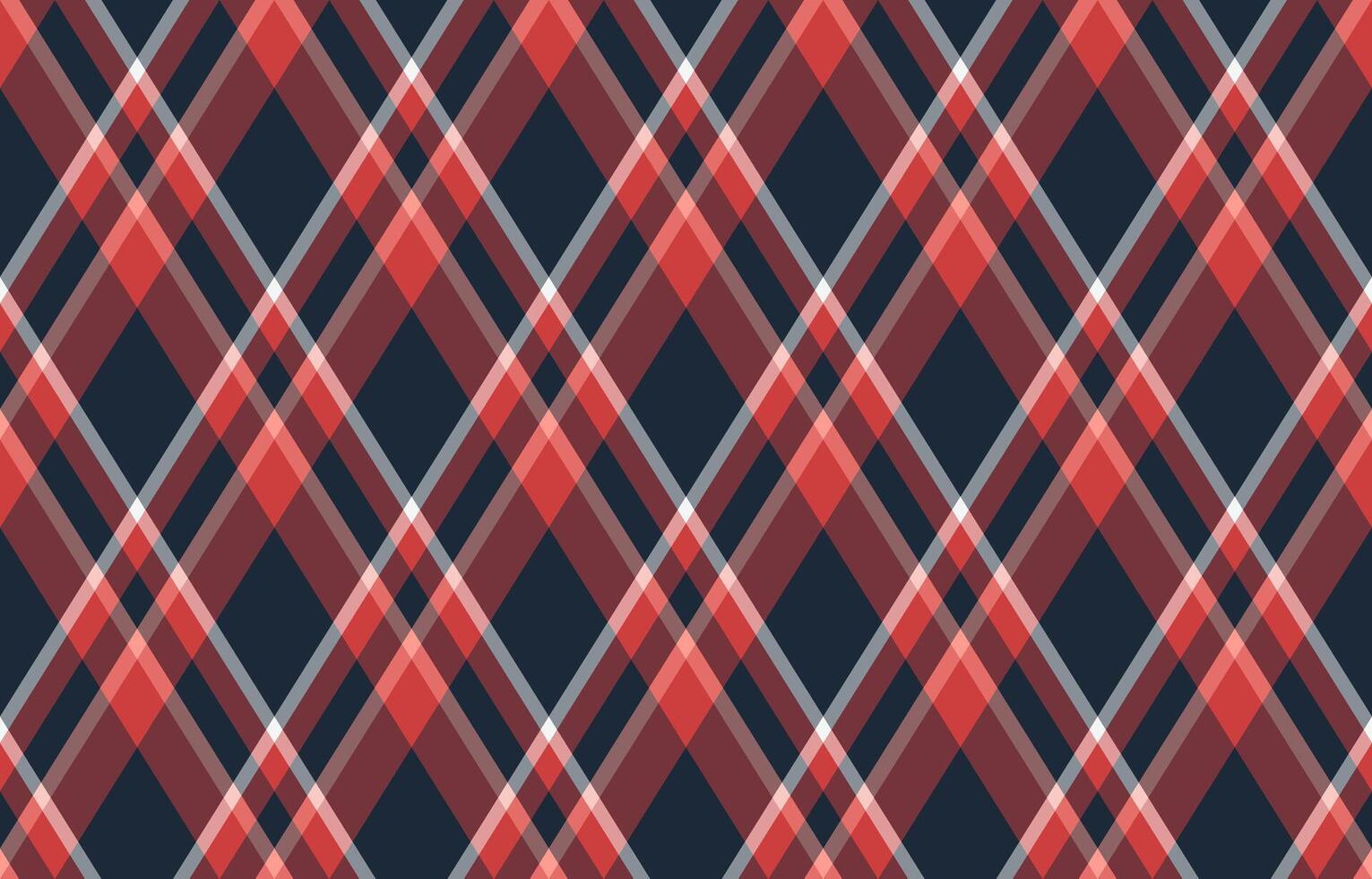 Vibrant diagonal plaid pattern in shades of red, navy, and white. Perfect for textile designs, website backgrounds, or festive branding. vector