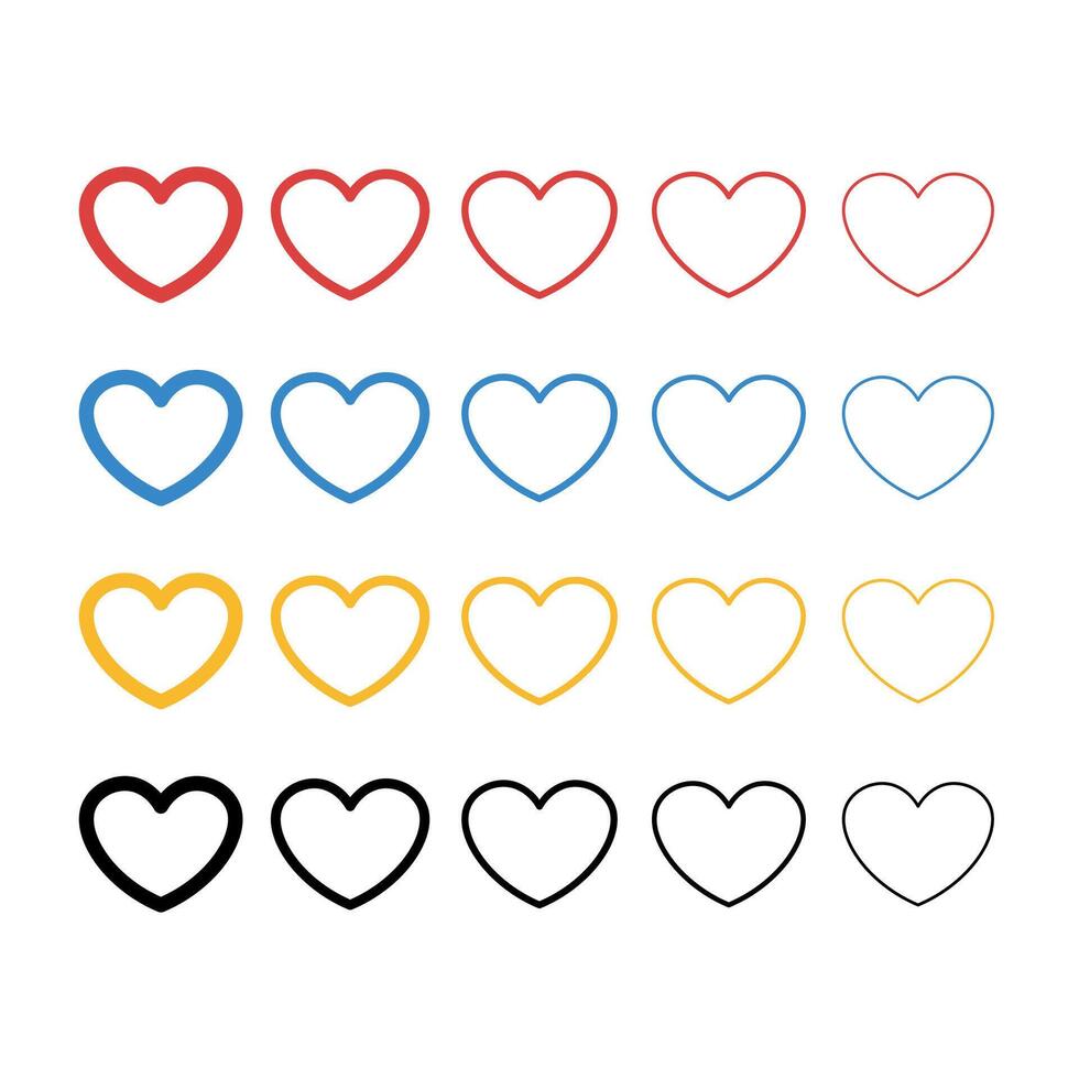 Hearts Thick To Thin Big Set vector