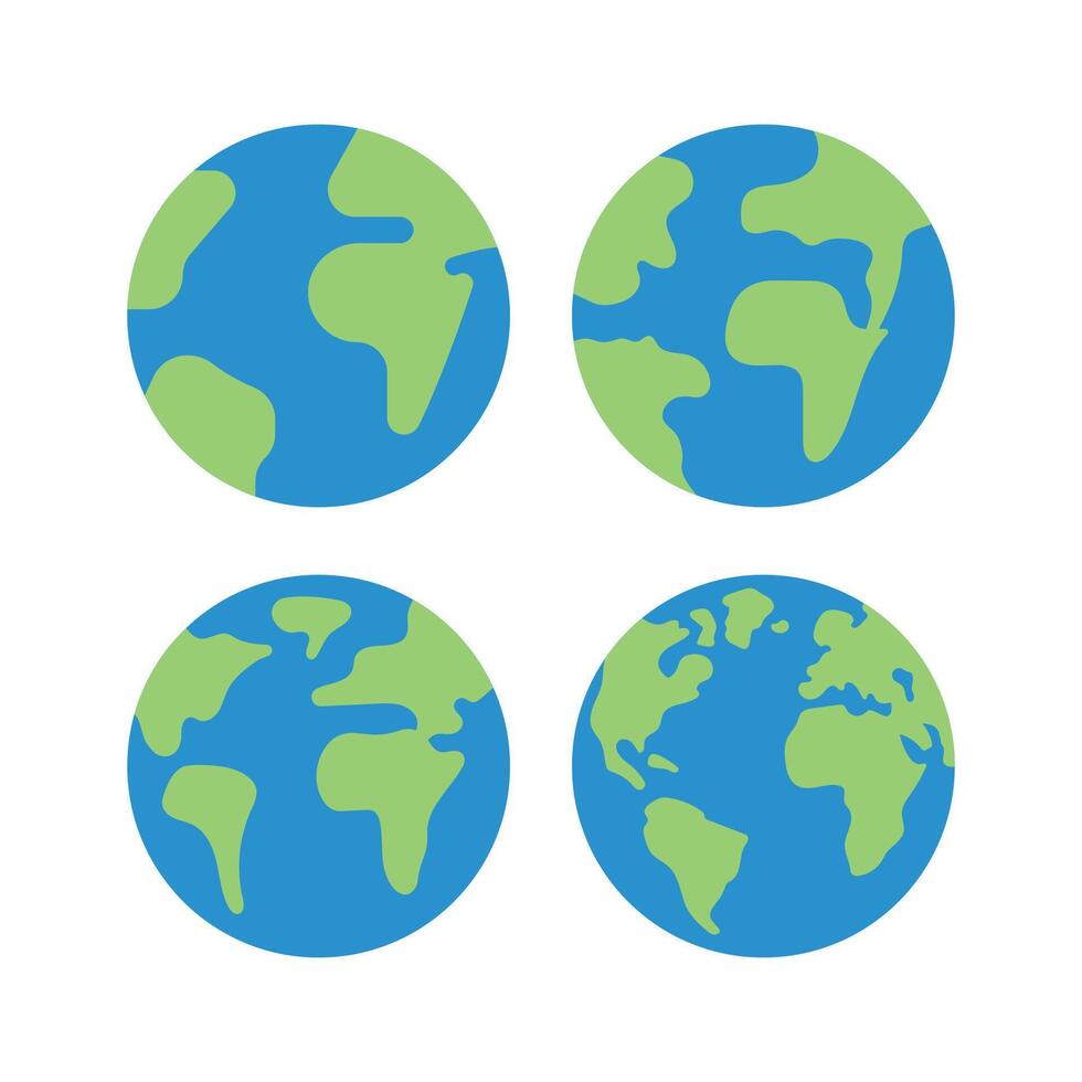 Earth Flat Style Multiple Set vector