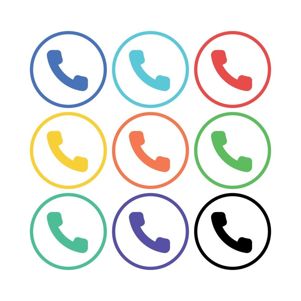 Phone Circles Outline Set vector