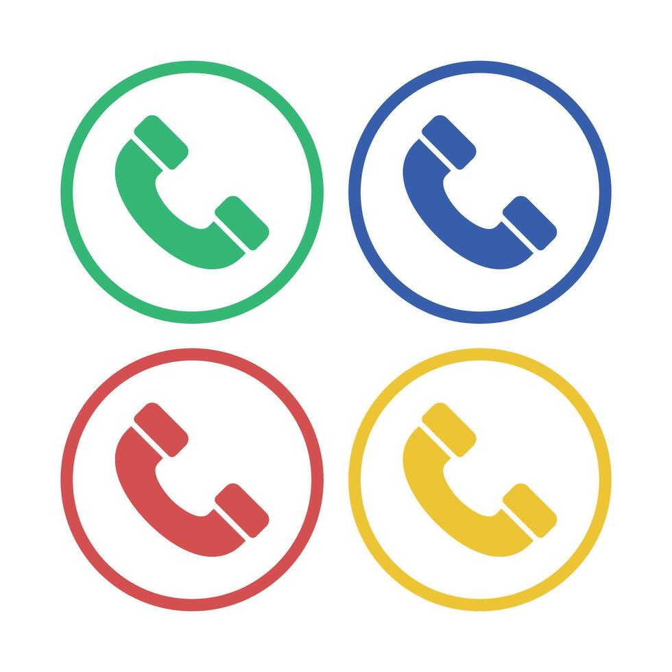Phone Call Outline Circles Set vector
