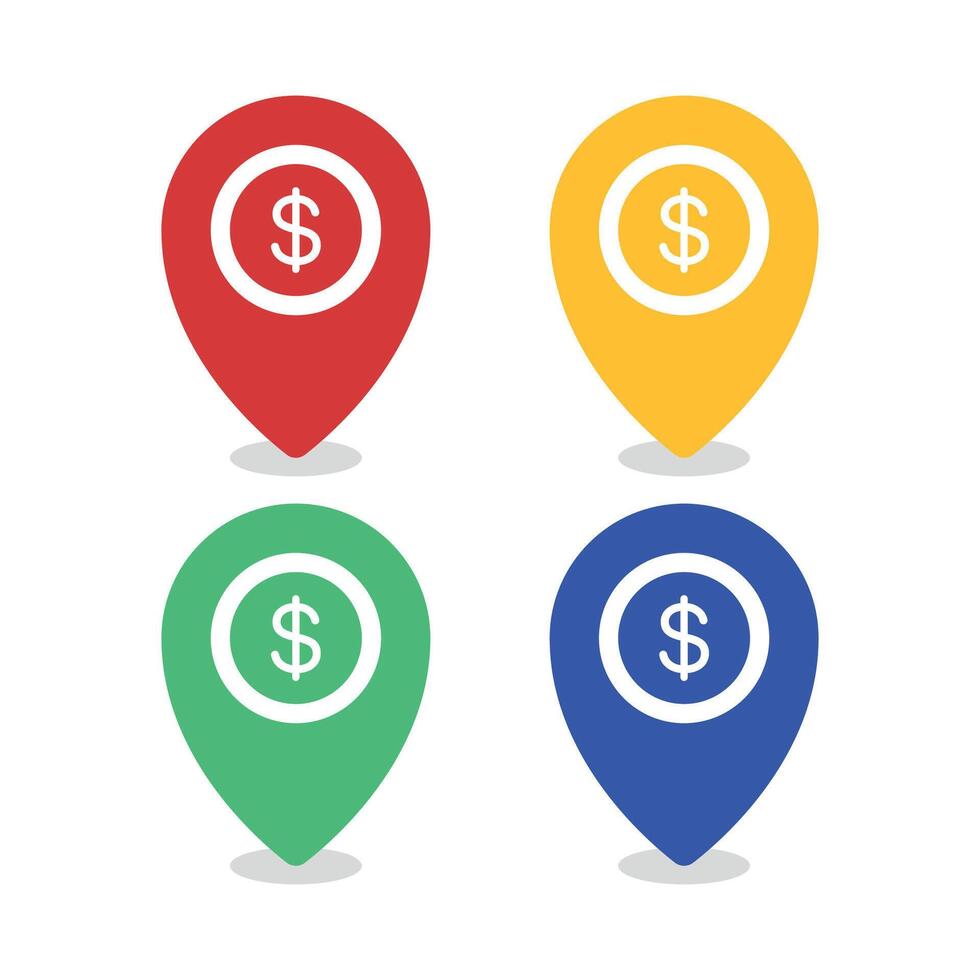 Dollar Coin Location Pins Set vector