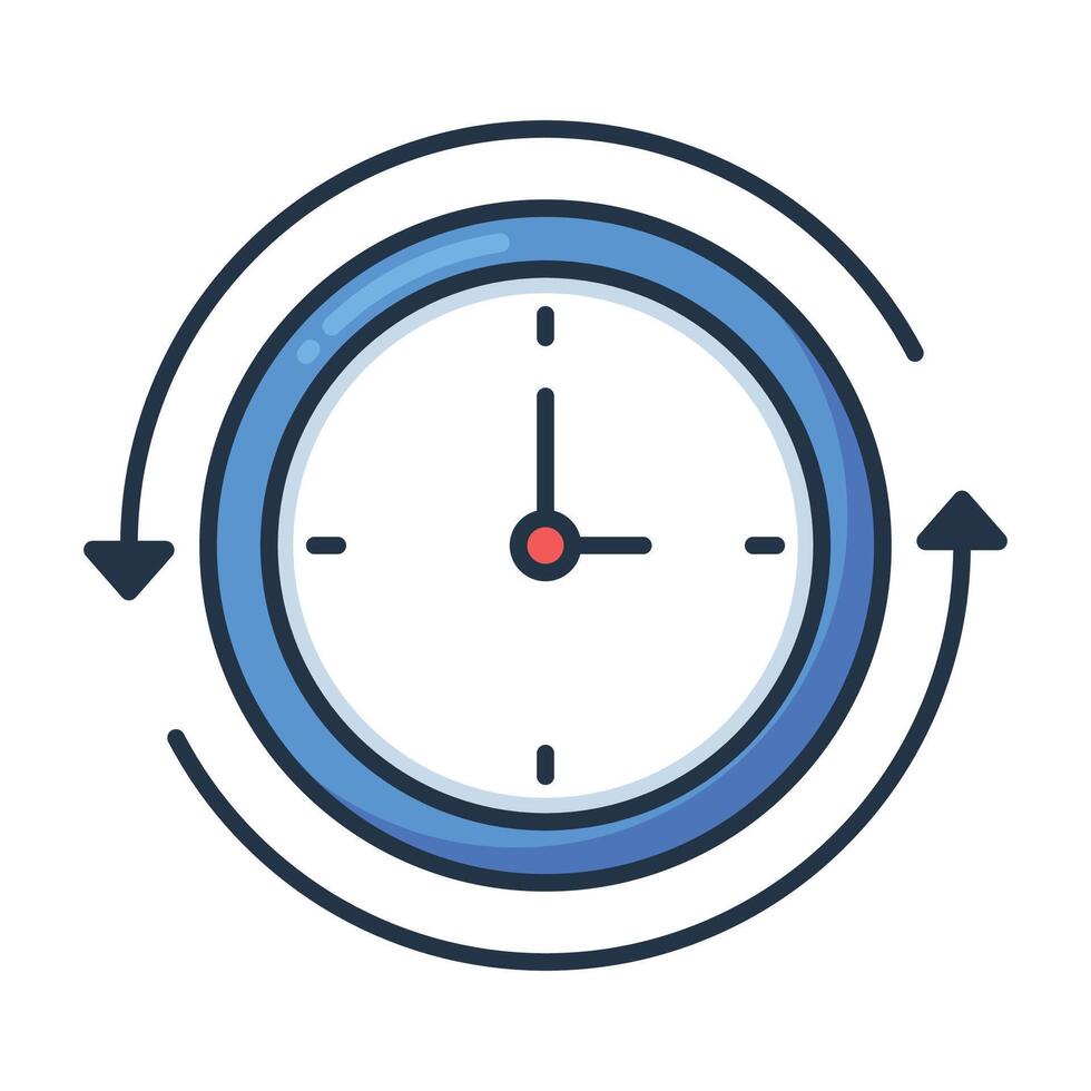 Clock Timer With Cycle Arrows Cartoon Style vector