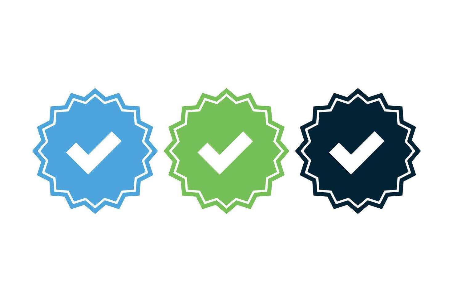 Check Marks Set Outlined Stickers vector