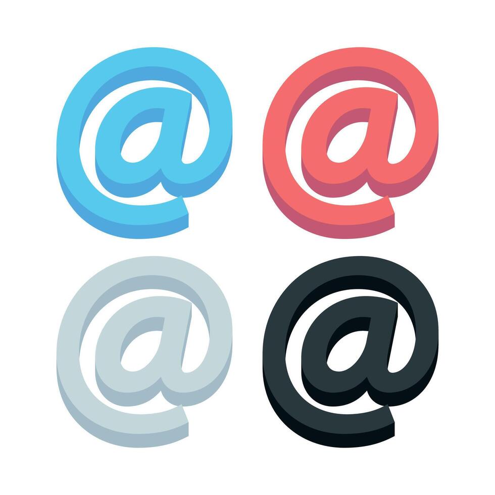 3D At Sign Set vector