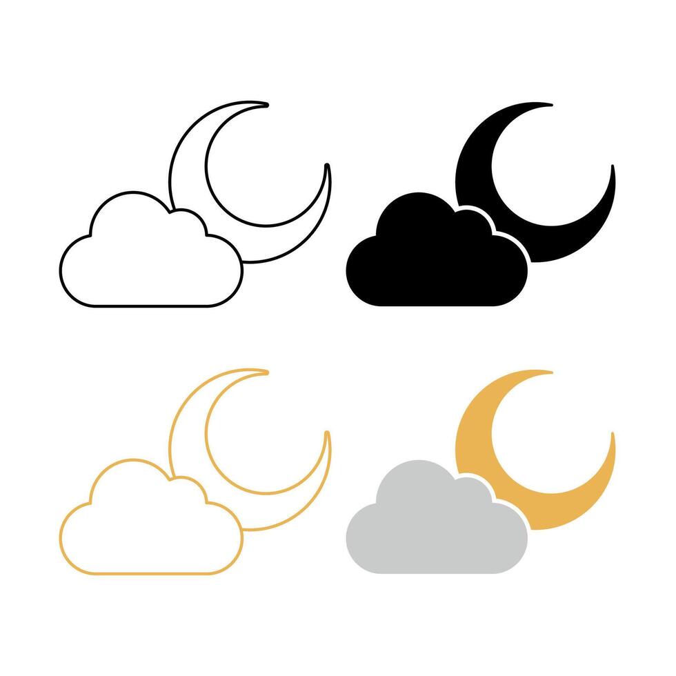 Cloud With Moon Set vector