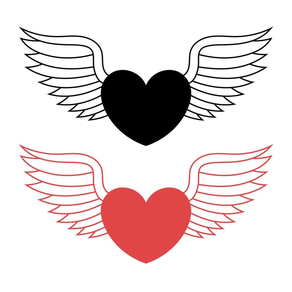 Heart With Wings Black And Red vector