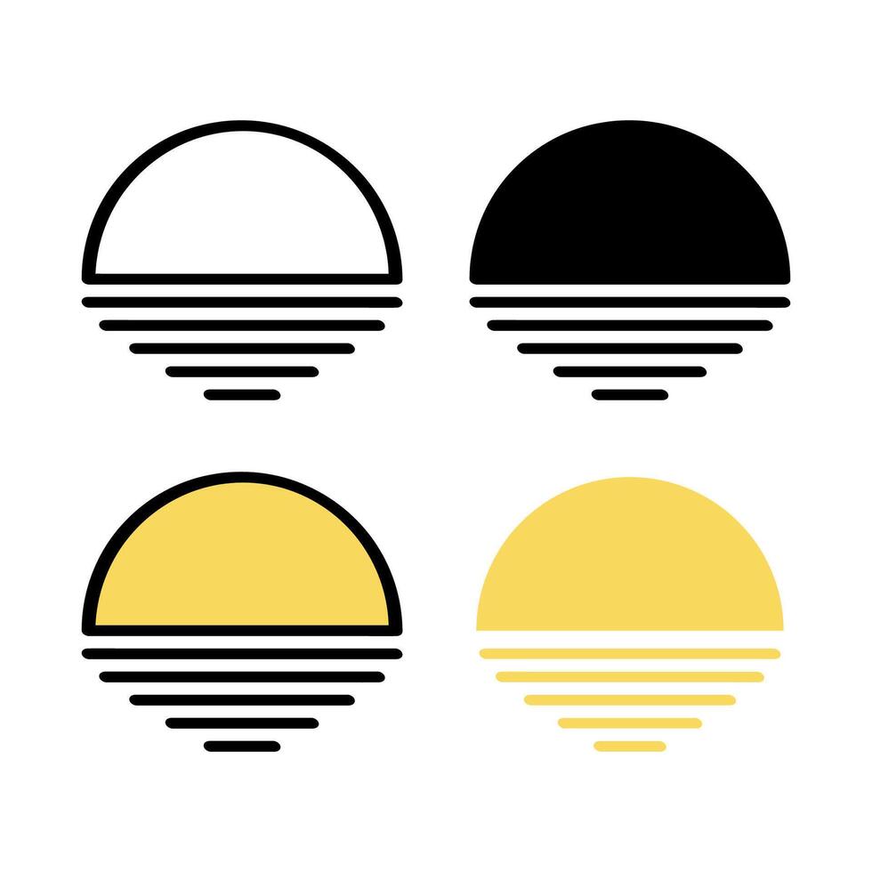Sun Rise Doodle Style Set vector