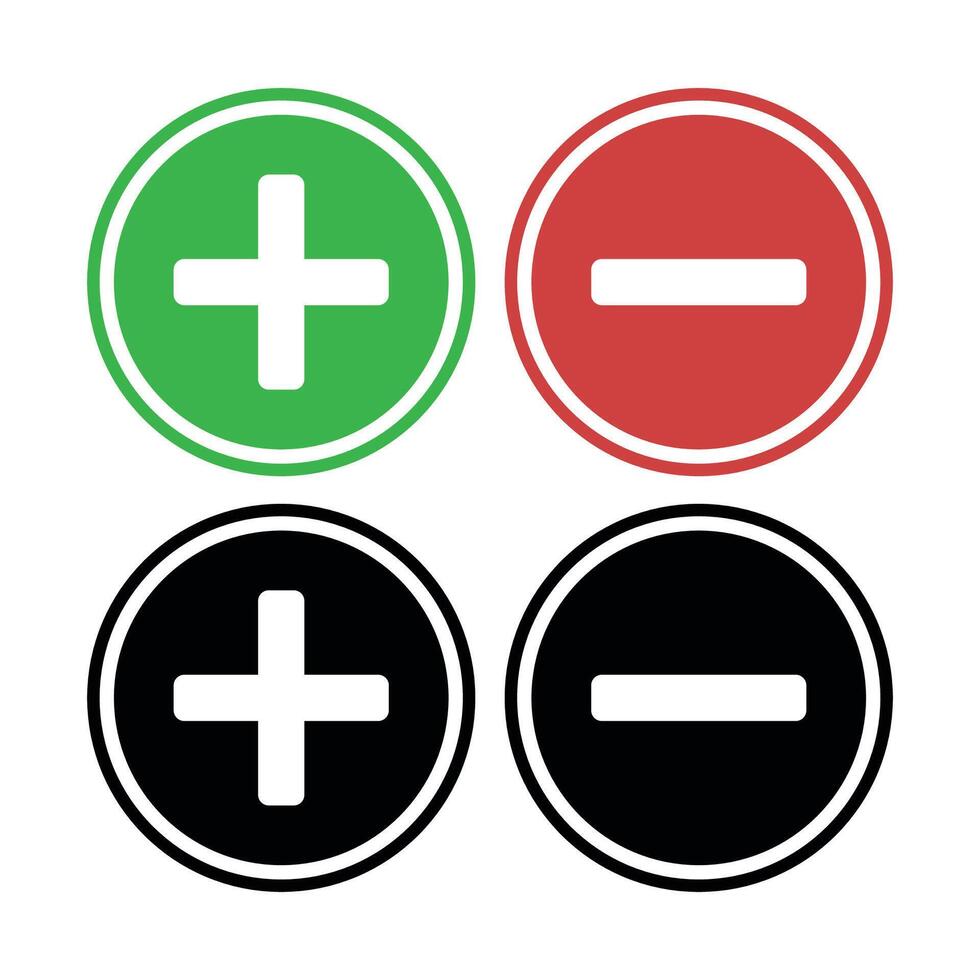 Plus And Minus Signs Set vector