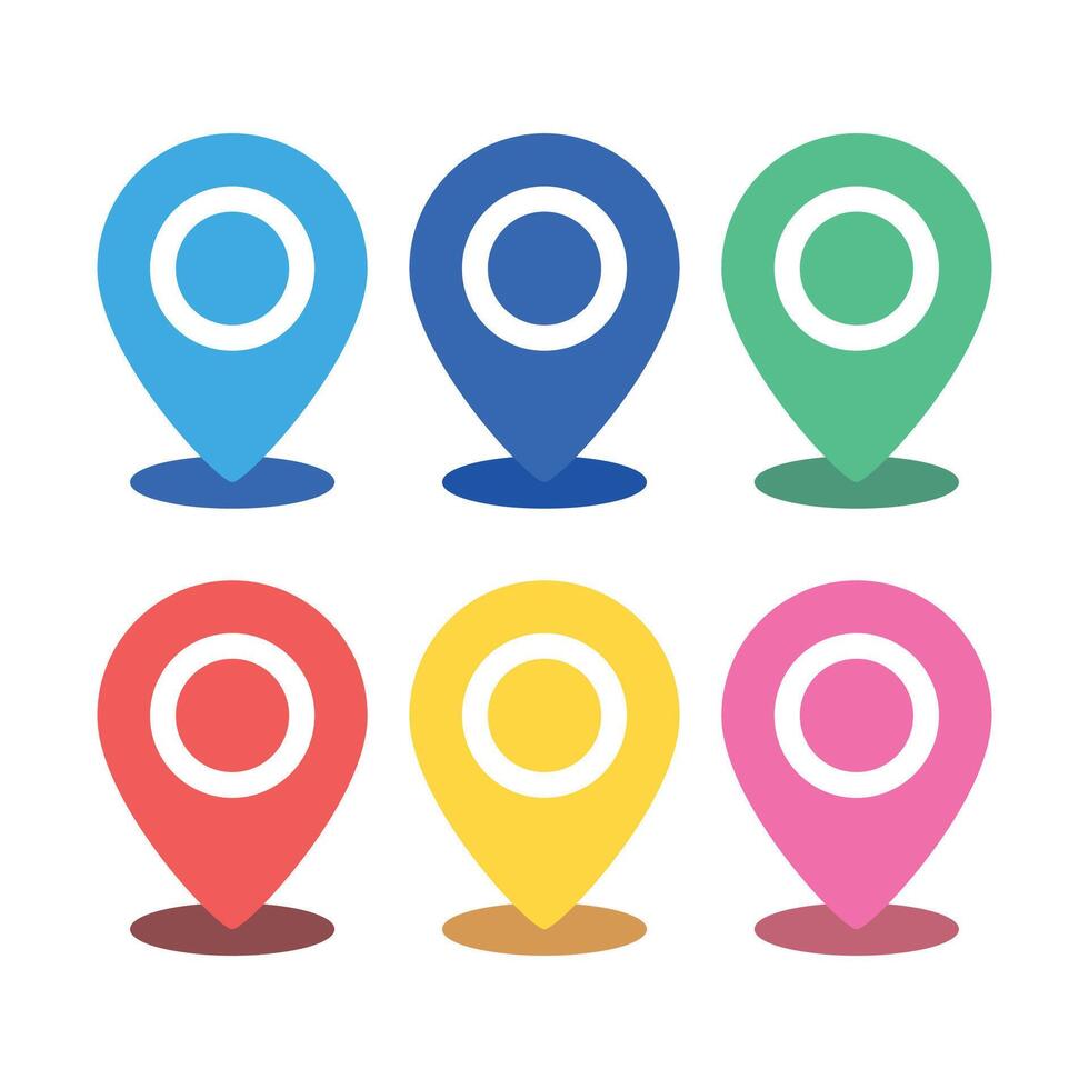 Location Pins Multiple Colours Set vector