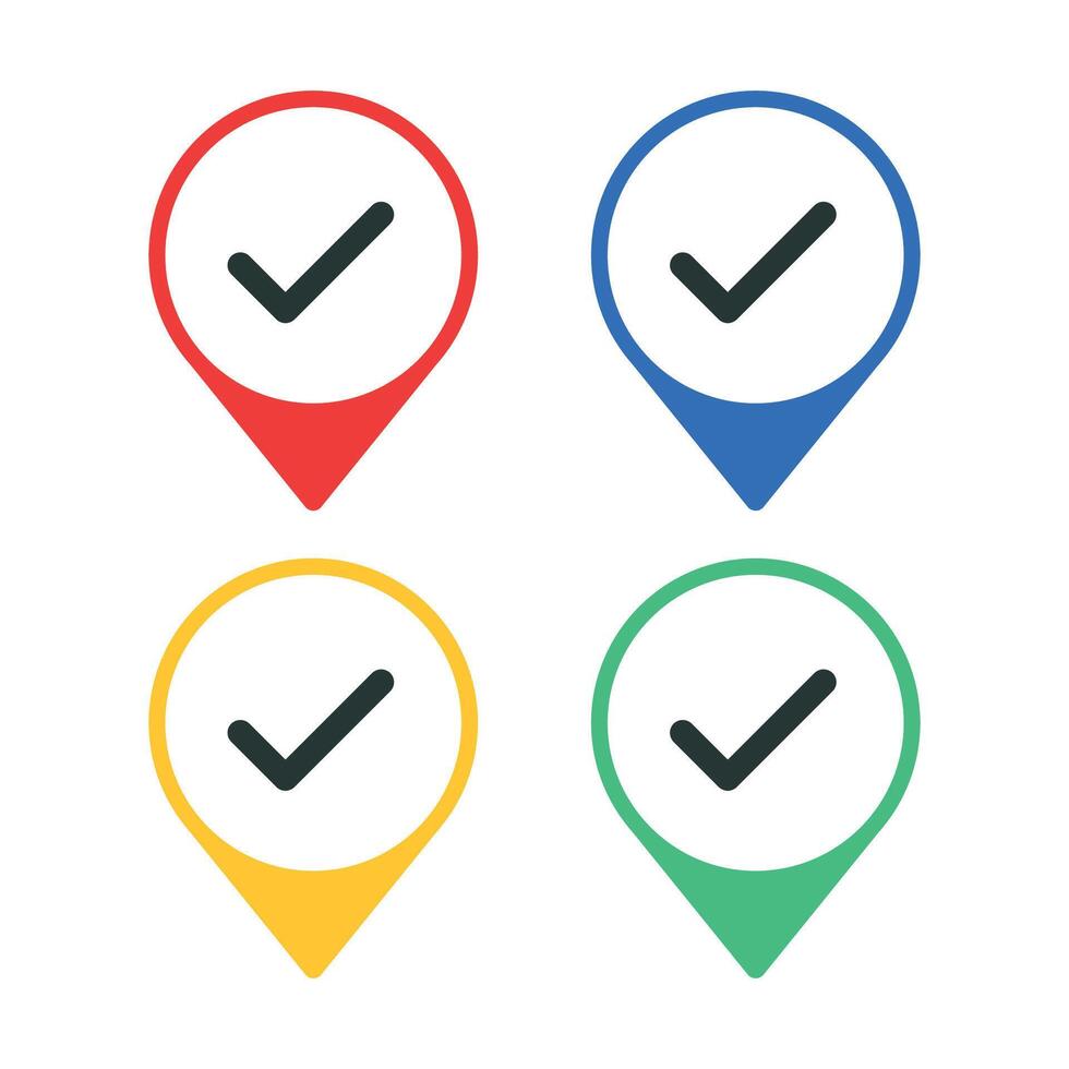 Check Mark Location Pins Set vector