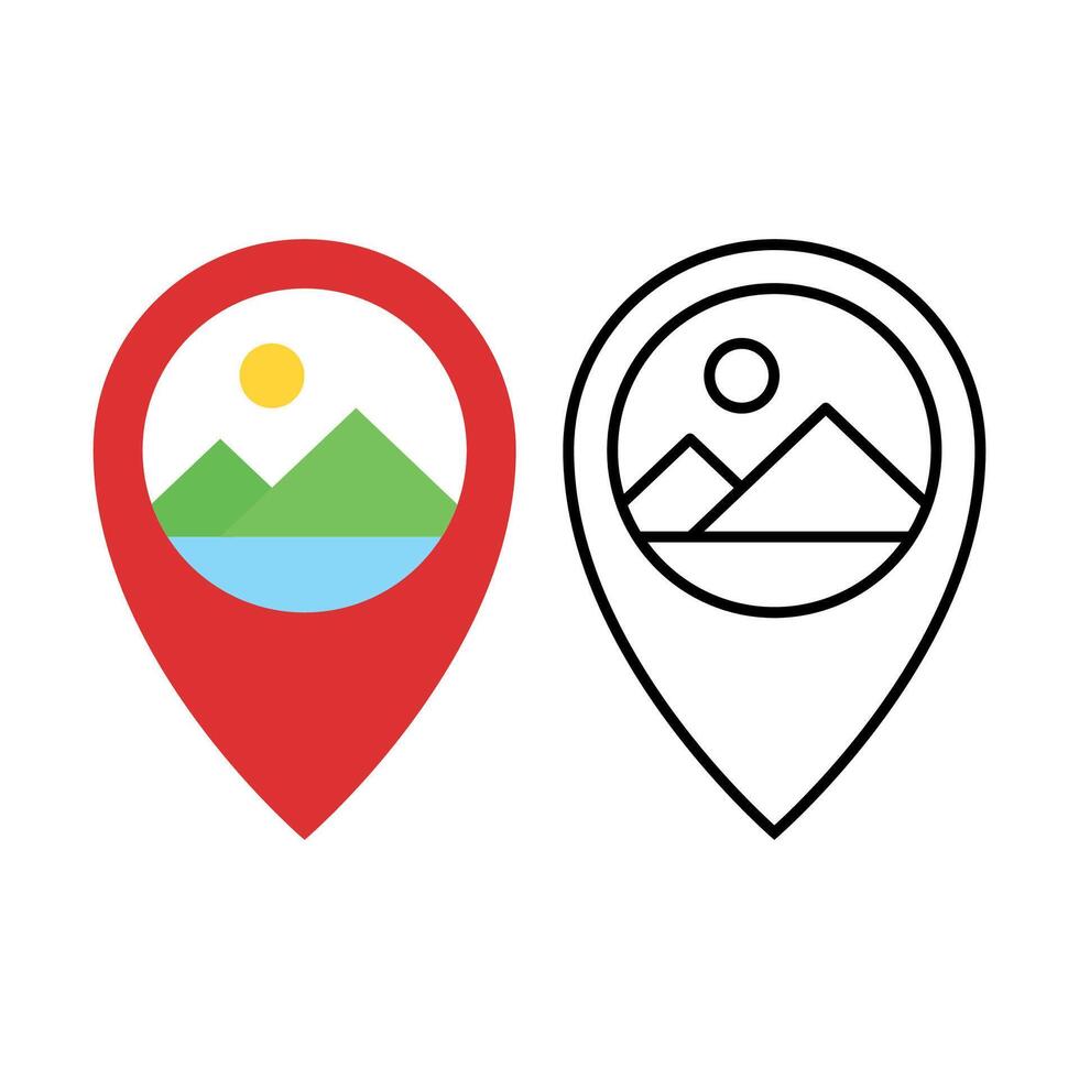 Location Pin With Mountains Set vector