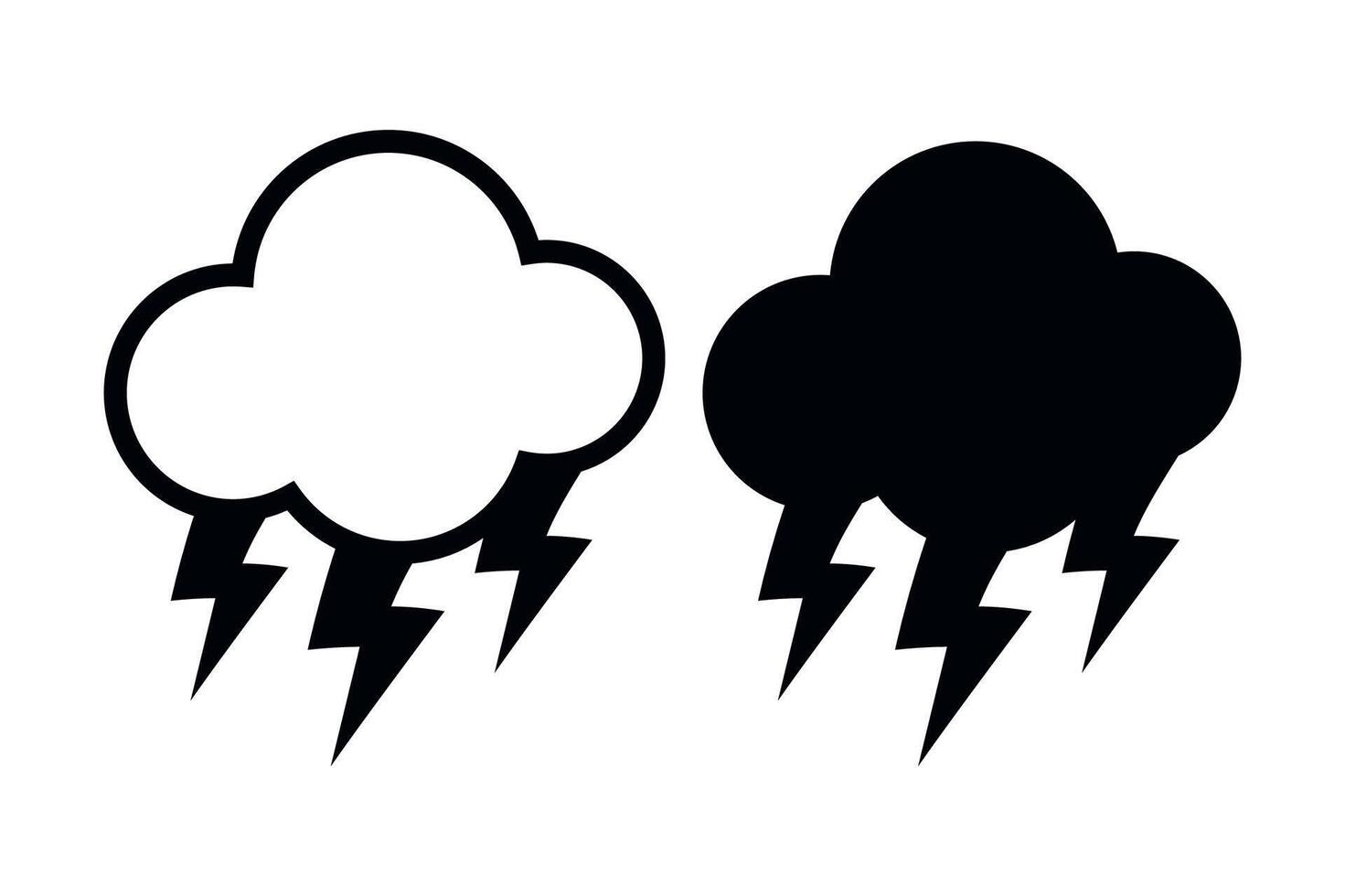 Lightning Bolt And Cloud Outline And Black vector