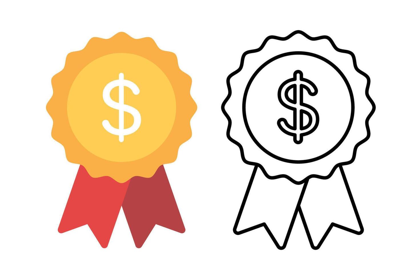 Money Award Outline And Flat vector