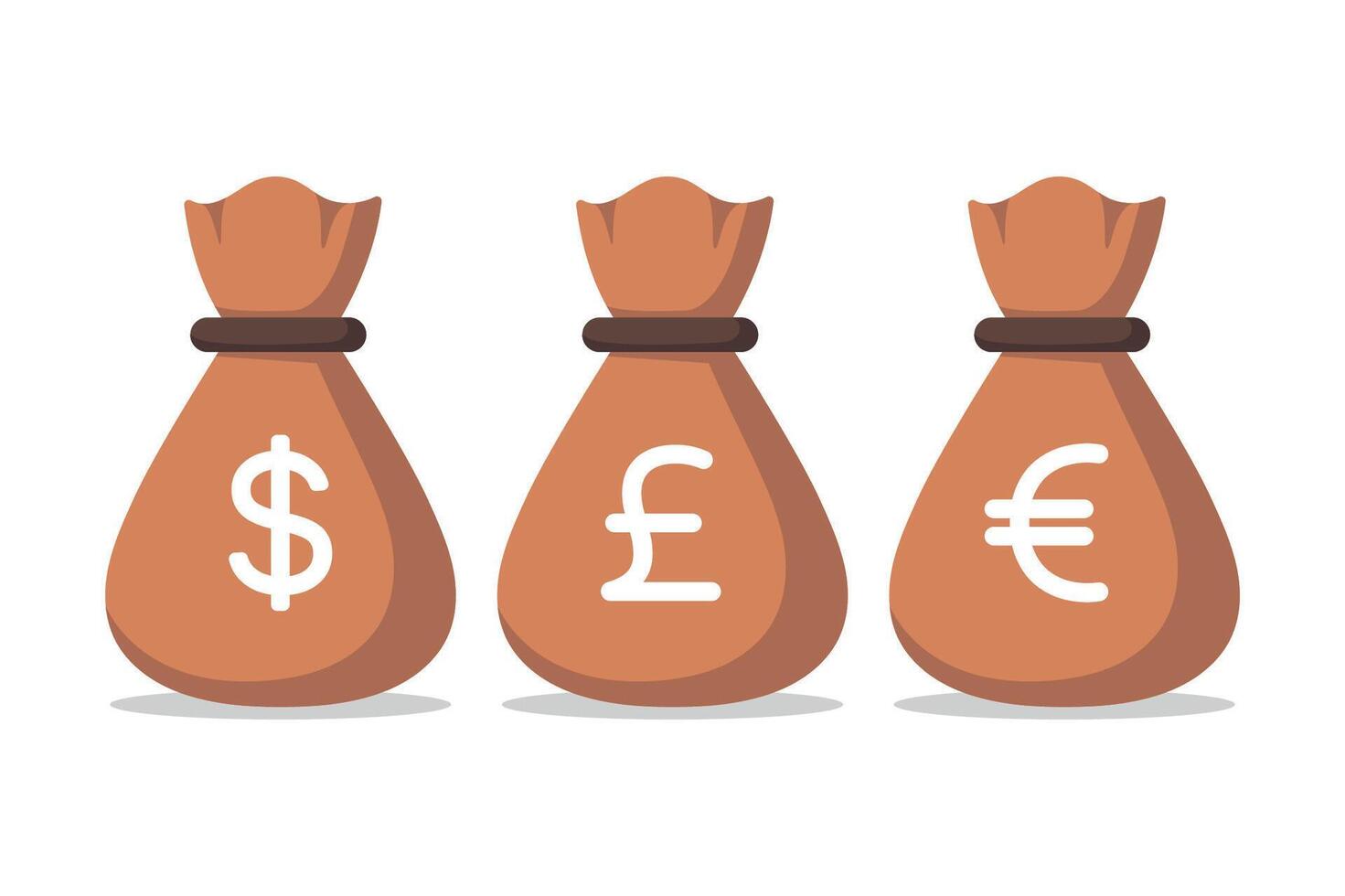 Money Bag Multiple Currencies Flat Style vector
