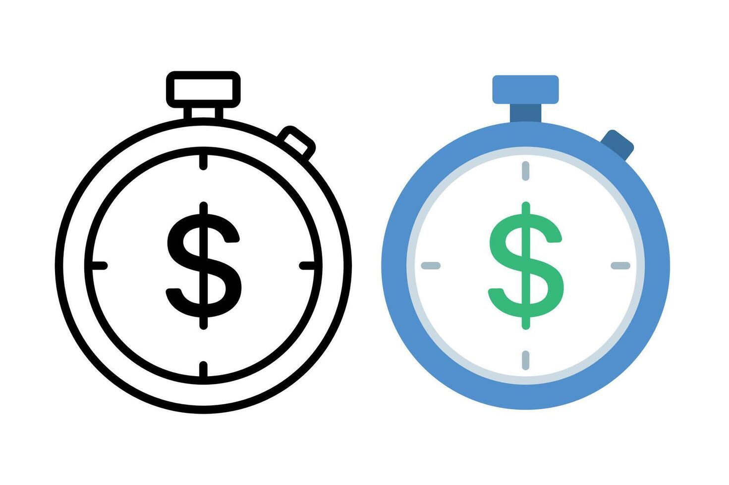 Dollar Clock Outline Flat vector